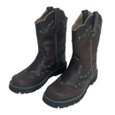 Roper Womens Two-Tone Brown Silver Studded Leather Western Cowboy Boots