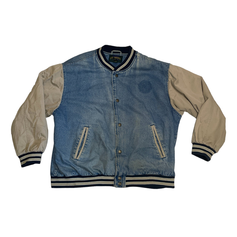 Cambridge Classics Vintage Mens Denim Blue Jean Varsity Jacket