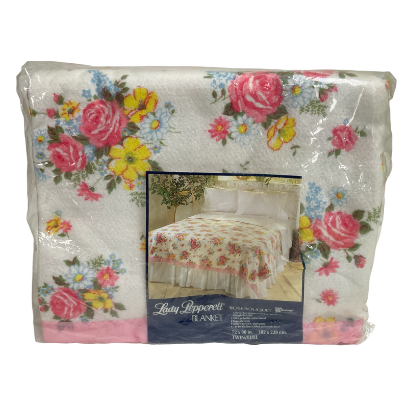 Nap Guard Lady Pepperell Floral Flowers 72x90" Twin/Full Bed Blanket
