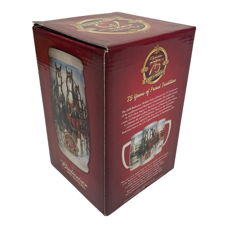 Budweiser 1933-2008 Clydesdales 75th Anniversary Limited Holiday Beer Stein Mug