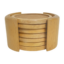 Kamenstein Wood Trim 3 1/4" Cork Base 7 Piece Coaster Set