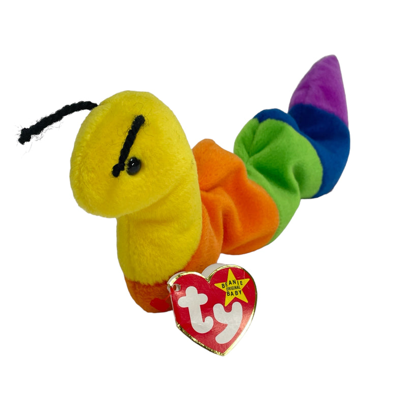 TY Beanie Babies Inch The Worm Rainbow Stuffed Toy Beanbag Plush 4044