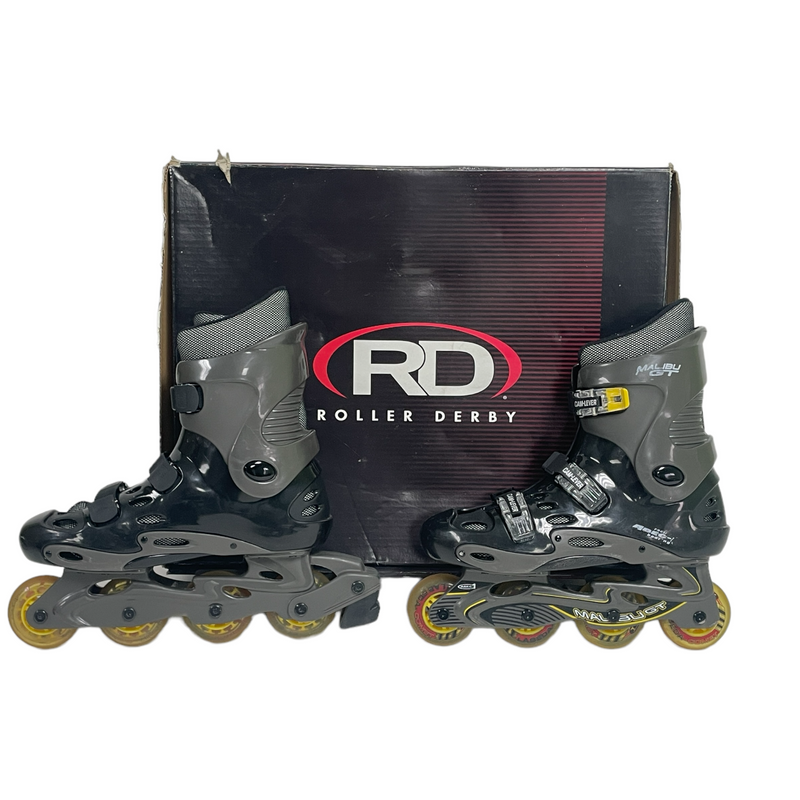 RollerDerby RD Malibu GT Mens Black Gray Inline ABEC-1 Roller Blade Skates I257