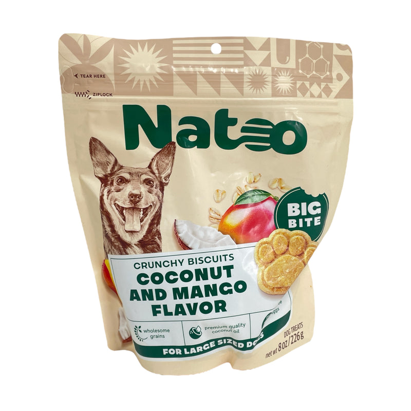 Natoo Crunchy Dog Treat Biscuits 8 oz. Bag For Large Sized Dogs