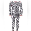 Cuddl Duds Warm Layers Girls Black White Snowflakes Thermal Long Sleeve Crew & Leggings