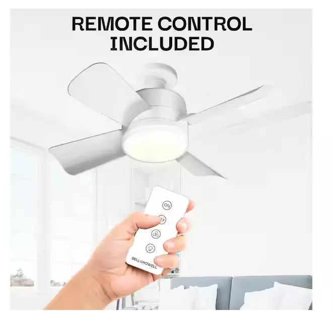 Bell + Howell 2 in 1 LED Light 15.7" Socket Ceiling Fan w/ Remote