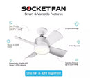 Bell + Howell 2 in 1 LED Light 15.7" Socket Ceiling Fan w/ Remote