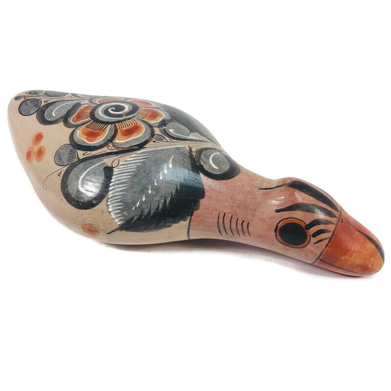 Hand Made In Mexico Floral Ceramic Mallard Duck Figure