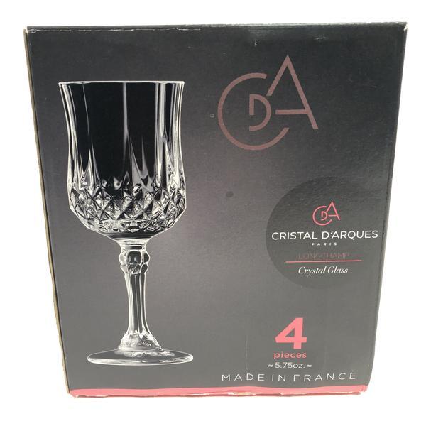 (4) Cristal Darques Paris Longchamp Stem 5.75 oz. Crystal Wine Glass Set