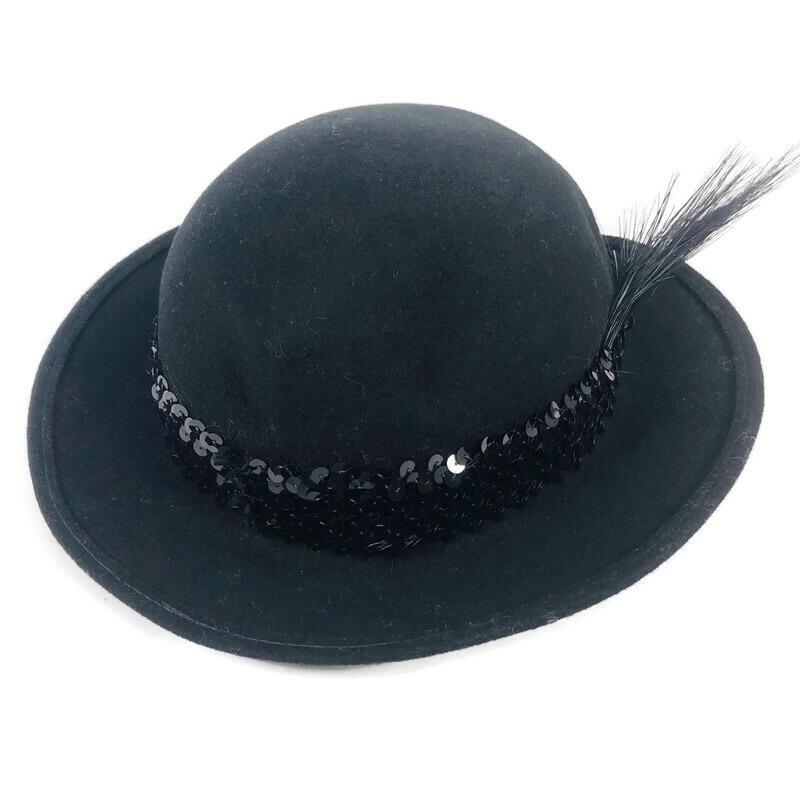 Bollman 100% Wool Feather Ribbon Black Derby Hat