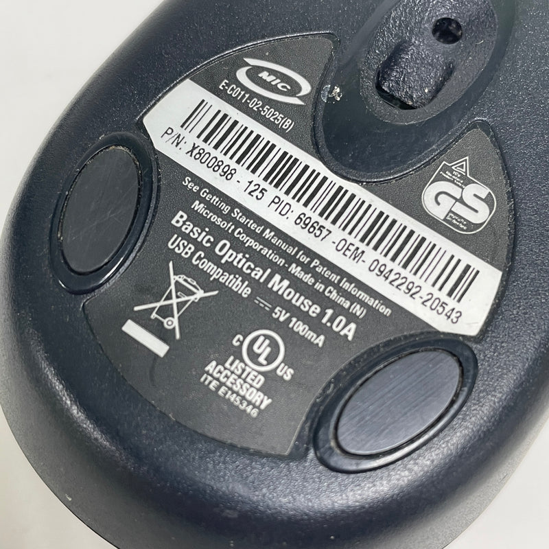 Microsoft USB Wired Black Basic Optical Computer Mouse 1.0A
