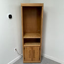 73" Light Oak Wood Illuminated Rolling Shelf Storage Unit Cabinet