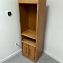 73" Light Oak Wood Illuminated Rolling Shelf Storage Unit Cabinet