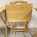 Standard Light Brown Wood Fold Out 25.5" TV Table Trays Set