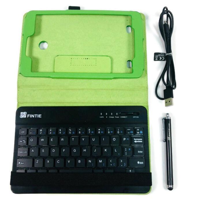 Fintie Green Leather 8" Tablet Case Cover Bluetooth Wireless Black Keyboard