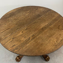 44" Round Vintage Solid Oak Wood Clawfoot Pedestal Dining Table