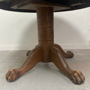 44" Round Vintage Solid Oak Wood Clawfoot Pedestal Dining Table