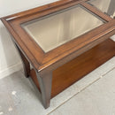 48" Dark Wood 2 Tier Glass Top Sofa Entry Console Table