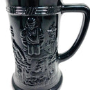 (4) Indiana 6" Black Glass Tiara Tavern German Beer Stein Mugs Set