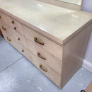 Genuine Mahogany Wood Vintage Off White MCM 9 Drawer Dresser w/ Mirror