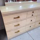 Genuine Mahogany Wood Vintage Off White MCM 9 Drawer Dresser w/ Mirror