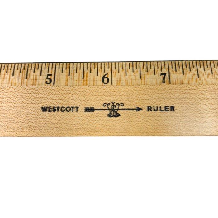 Westcott 12" Vintage Metal Edge Wooden Ruler
