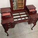 6 Drawer Fold Down Mirror Vanity Make Up Table w/ Stool