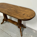 48" Oak Wood 2 Shelf Adjustable Legs Sofa Entry Console Table