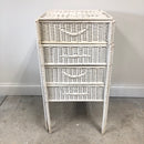 Vintage White Wicker Pull Out Multi Purpose Storage Stand