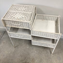 Vintage White Wicker Pull Out Multi Purpose Storage Stand