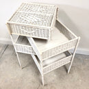 Vintage White Wicker Pull Out Multi Purpose Storage Stand