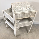 Vintage White Wicker Pull Out Multi Purpose Storage Stand