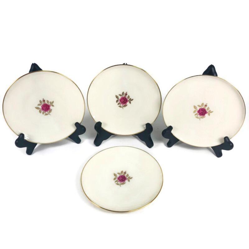 (4) Lenox Roselyn Ivory Rose Gold Trim 6.25" Bread Butter Plates X304