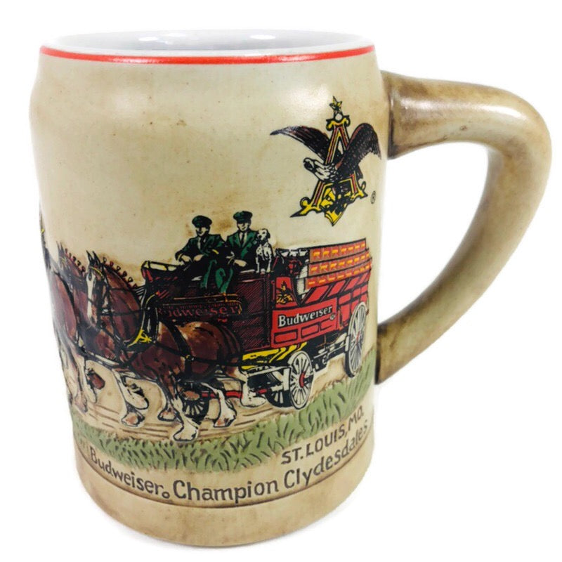 Budweiser 1980 Champion Clydesdales Holiday Beer Stein Mug