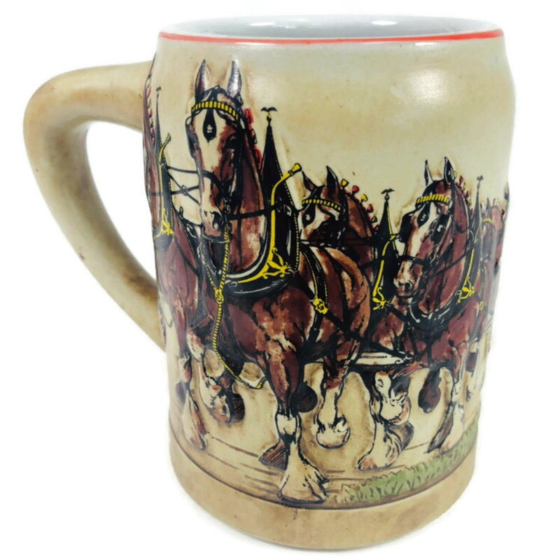 Budweiser 1980 Champion Clydesdales Holiday Beer Stein Mug