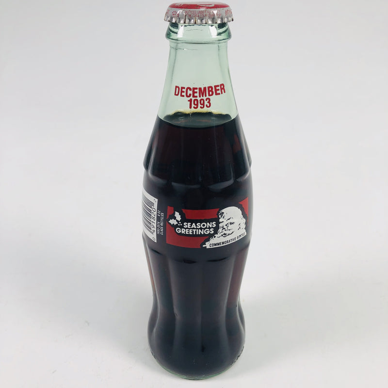 Coca-Cola (Coke) Classic Glass Bottle December 1993 Seasons Greetings