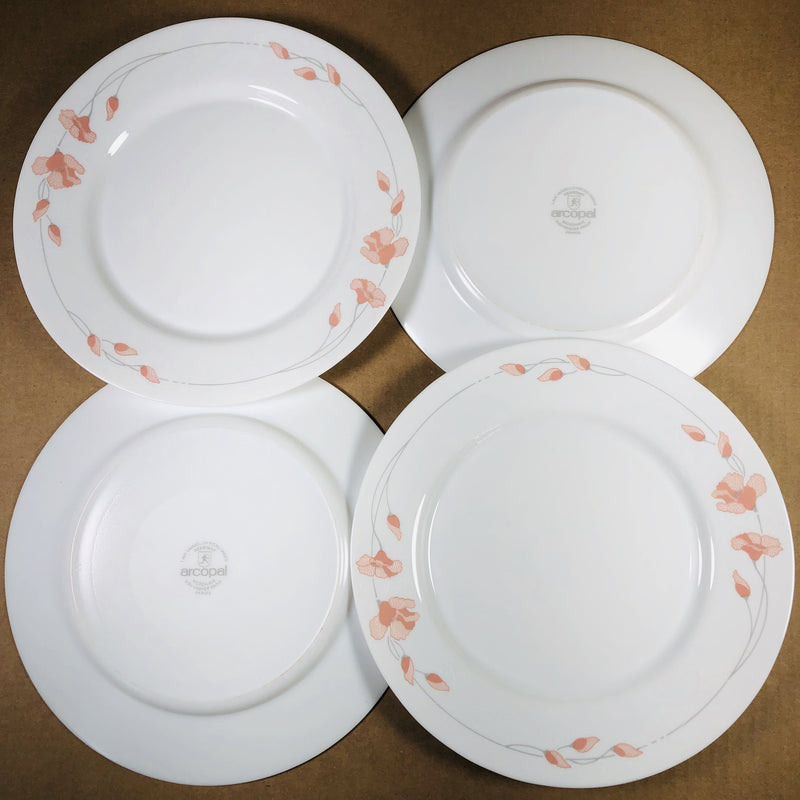 Arcopal Pink Flowers Milk White 11" Dinner Plate Set
