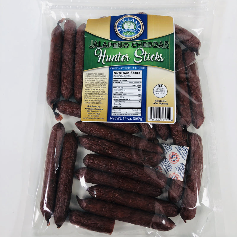 Hunter Sticks Five Lakes Products Sausage Pork Meat On The Go Snack 12 Oz. Bag