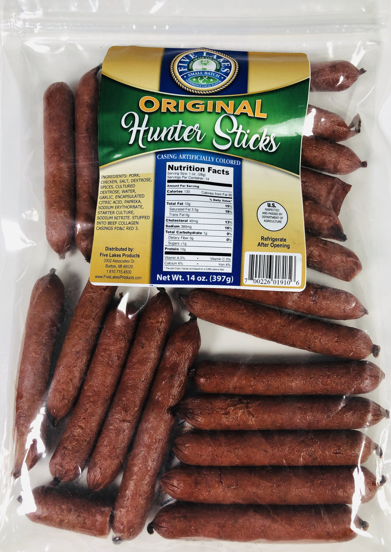 Hunter Sticks Five Lakes Products Sausage Pork Meat On The Go Snack 12 Oz. Bag