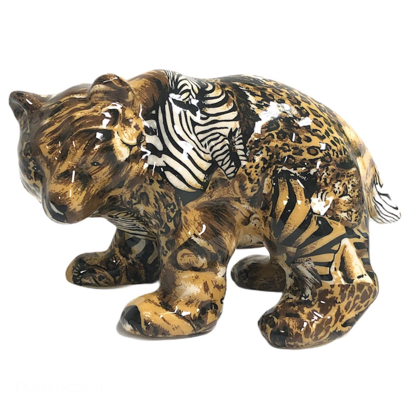 Safari Exotic Animal Print Ceramic Bear 8" Figurine 38333