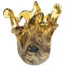Murano White Cristal Glass Brown Twisting Swirl 5.25" Candle Holder