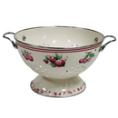 Pfaltzgraff Delicious Apple Flower Metal Enamel Pedestal Colander Strainer