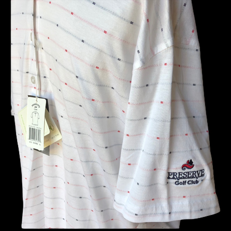 Monterey Club Mens Preserve Golf Club Short Sleeve White Red Shirt