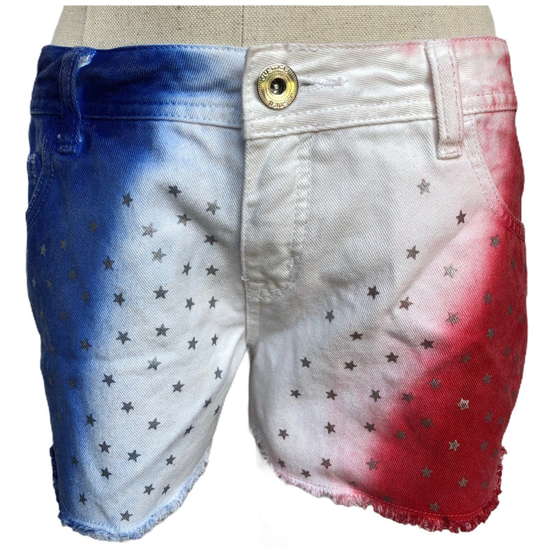 Justice Jeans Womens Simply Low Red White Blue Patriotic Silver Stars Shorts