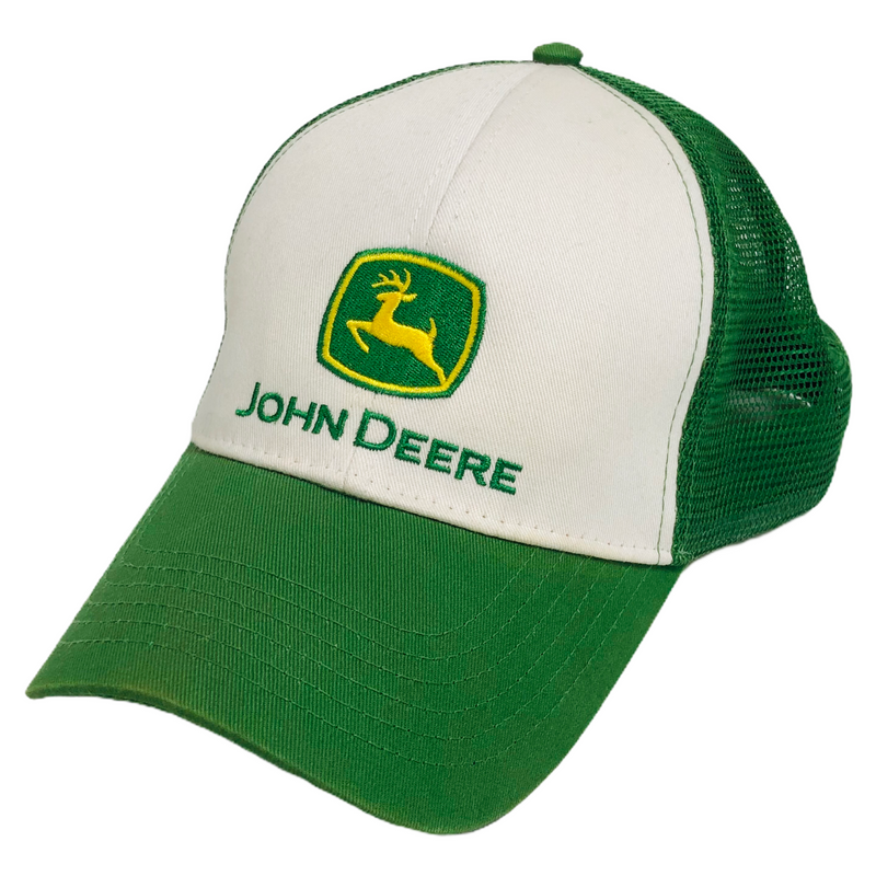 John Deere Embroidered Green Yellow Deer Logo Mesh Back Adjustable Hat