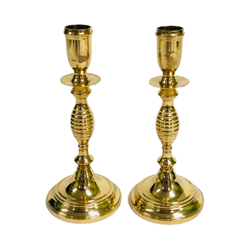 (2) Valsan Brass Pair 7 3/4" Candle Stick Holders