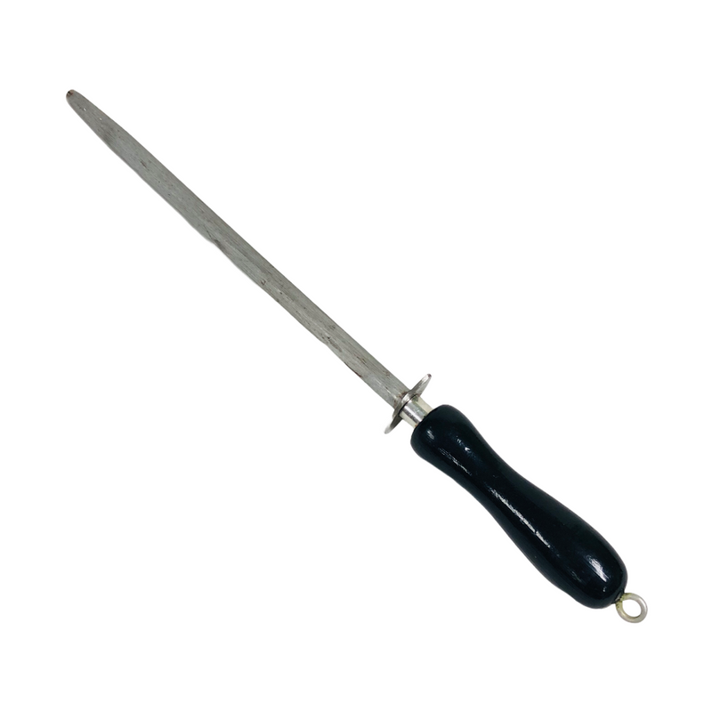 Fischer Rowoco Black Wood Handle Vintage 9" Steel Rod Knife Sharpener 510