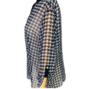 JM Collection Womens 3/4 Sleeve Sheer Black White Button Down Shirt