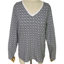 Liz Claiborne Active Womens Long Sleeve Geometric Black White Shirt