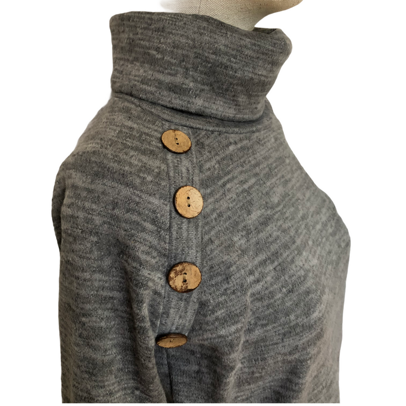 Misslook Womens Long Sleeve Gray Turtleneck Sweater